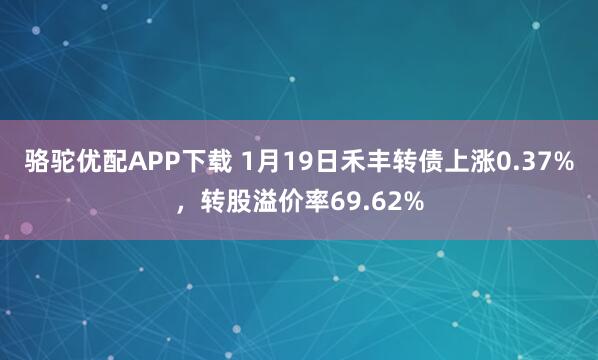 骆驼优配APP下载 1月19日禾丰转债上涨0.37%，转股溢价率69.62%