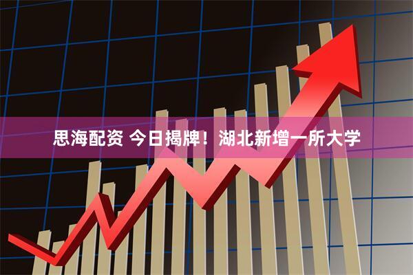 思海配资 今日揭牌！湖北新增一所大学